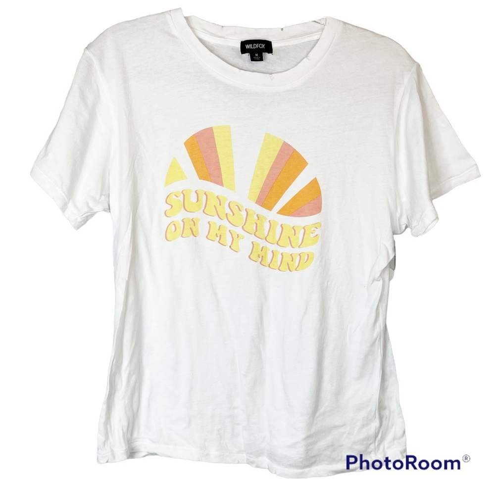 NWT Wildfox Sunshine Mind Keke Distressed Tee in Clean White